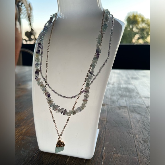 Fluorite Necklace with Matching Fluorite Crystal Jewelry Set - Picture 4 of 5